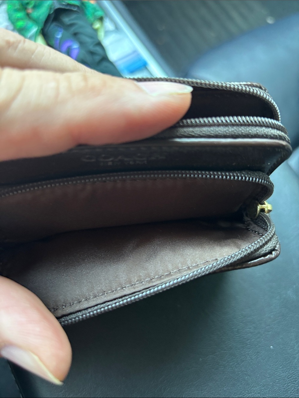 Coach Brown Signature Canvas Coin Pouch - Picture 3 of 4